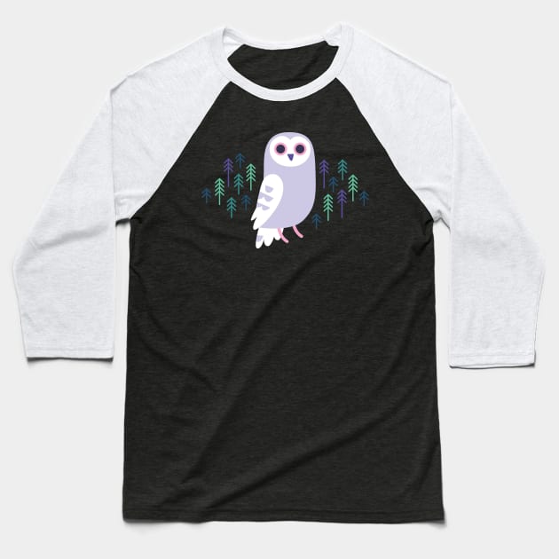 Winter Owl Baseball T-Shirt by Mel Draws